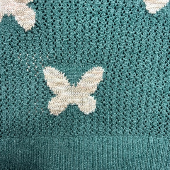 Sugar Moon Sweater Womens Extra Small Crewneck Nya Icon Pullover Green Butterfly - Picture 3 of 4
